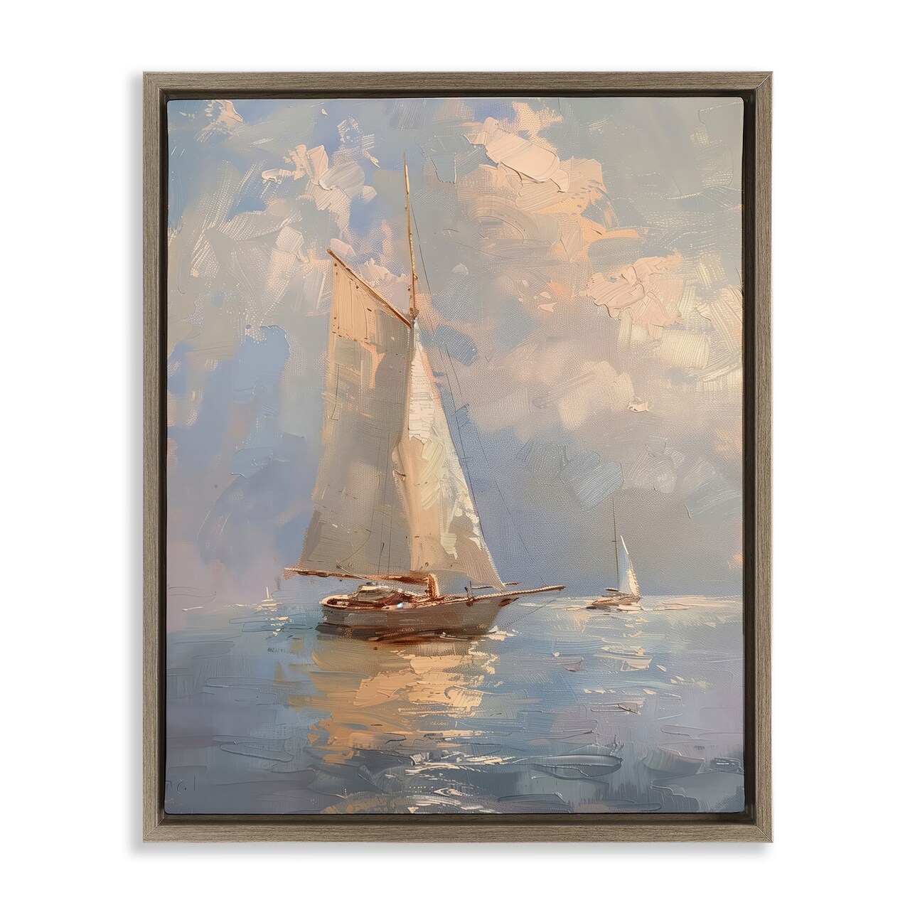 Stupell Industries Maritime Ship on Cloudy Sea Floating Frame Design by Arlington Prints